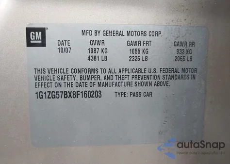 2008 Chevrolet Malibu Ls from USA, damaged, VIN 1G1ZG57BX8F160203